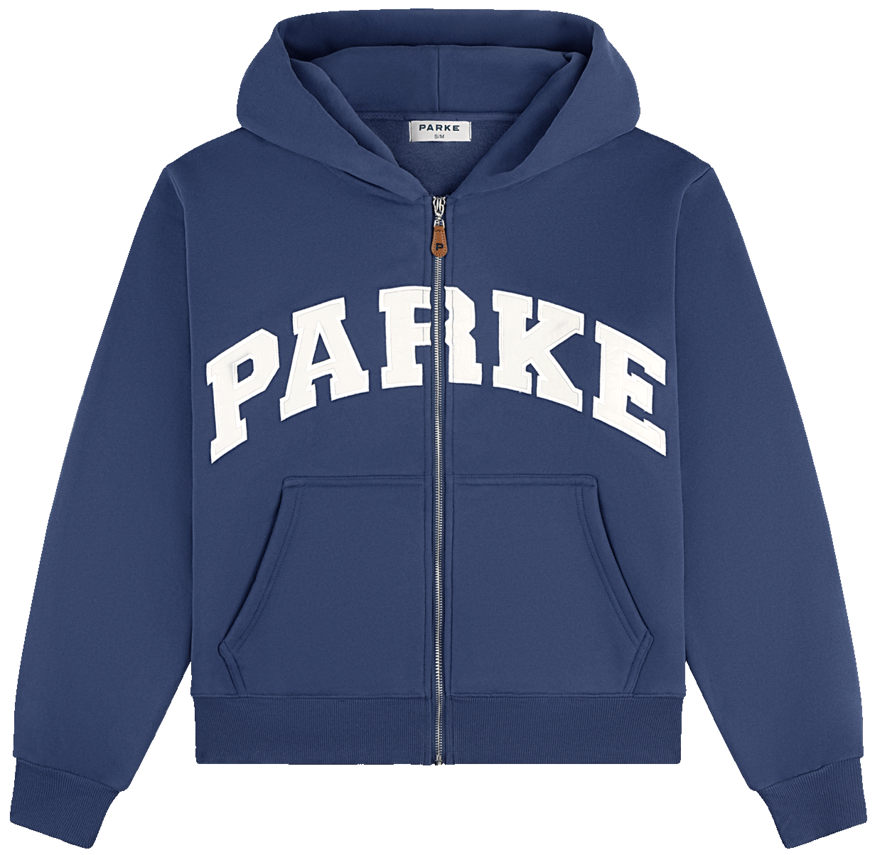 varsity zip up hoodie flat -crown blue + cloud