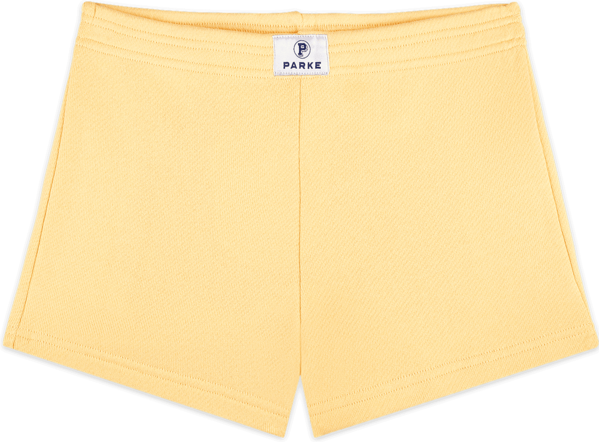 heritage mini sweatshorts flat lay -peel