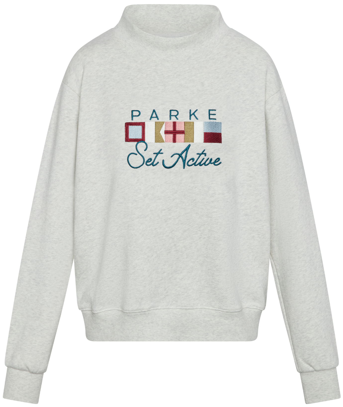 Parke x SET Flagship Mockneck flat lay -heather grey