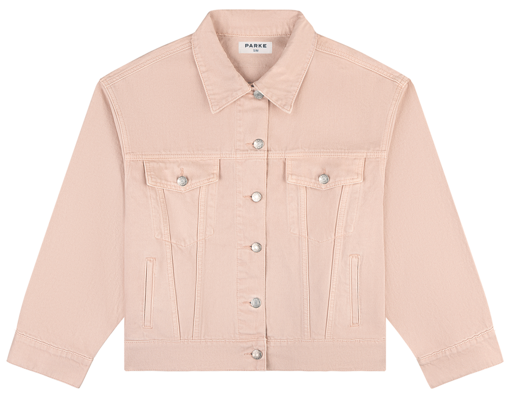 parke x scl oversized jean jacket -petal