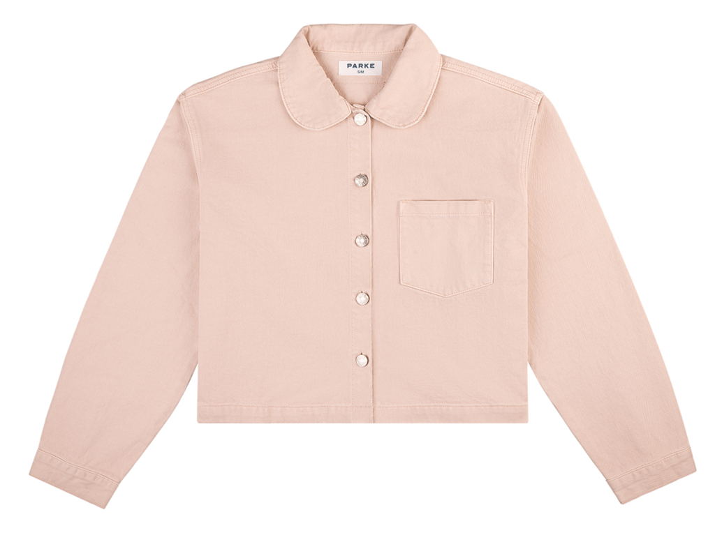 parke x scl round collar denim cropped long sleeve -petal