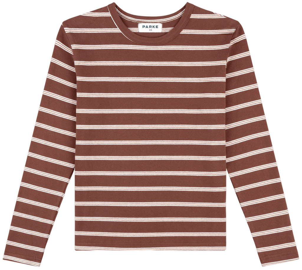 striped long sleeve tee flat-mocha stripe