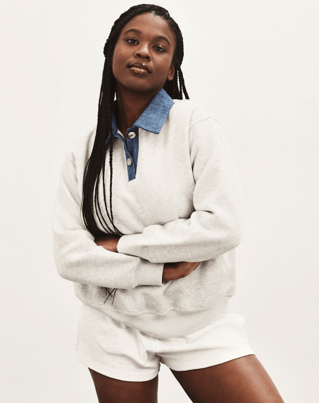 Denim Collar Sweat Rugby