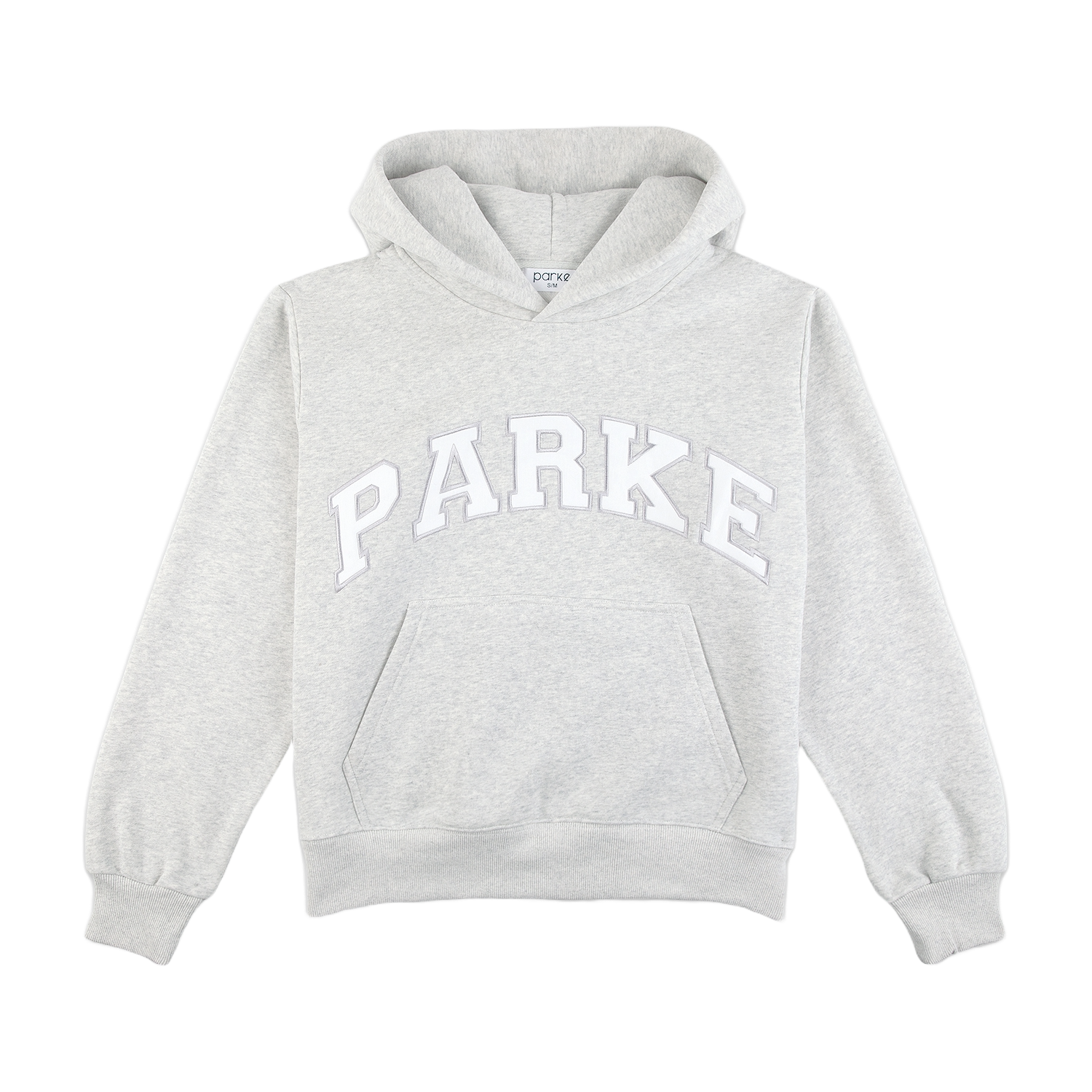 varsity hoodie sweatshirt flat lay - classic grey + white