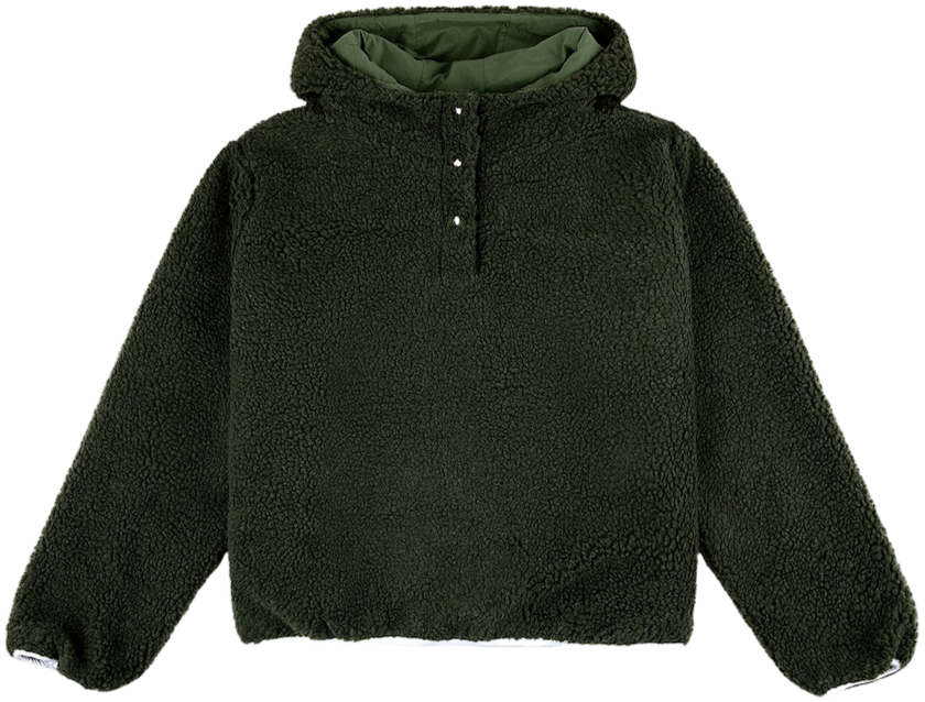 hunter green hooded fleece flat lay - hunter green