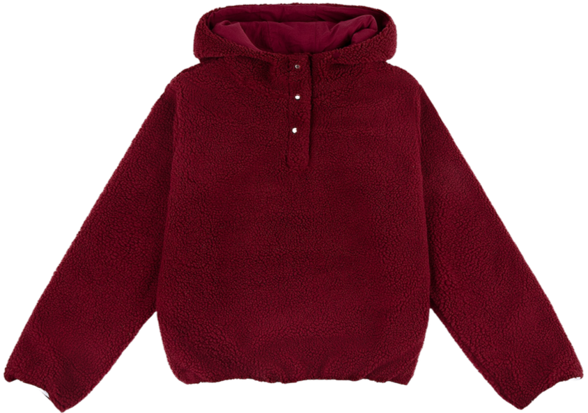 maroon hooded fleece flat lay - maroon