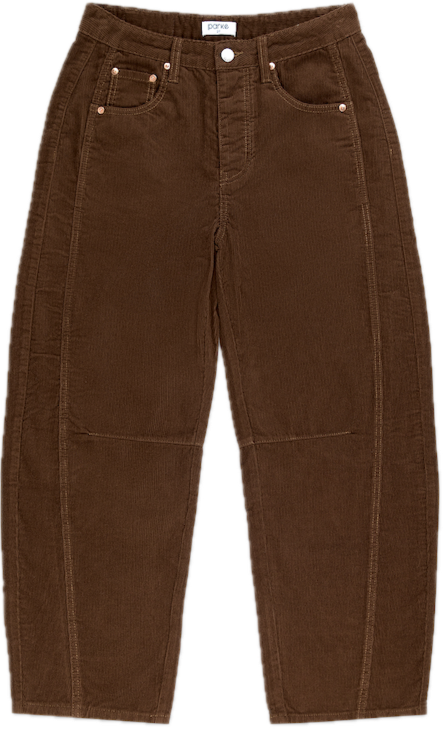 chocolate brown cord horseshoe pant flat lay -chocolate brown