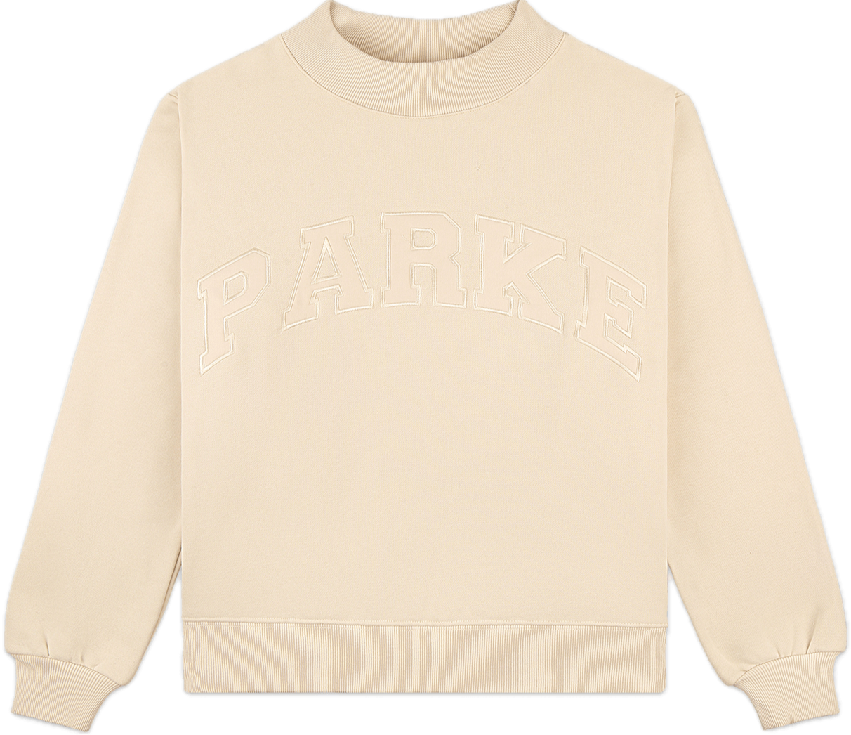 buttercream monochrome varsity mockneck flat lay -buttercream