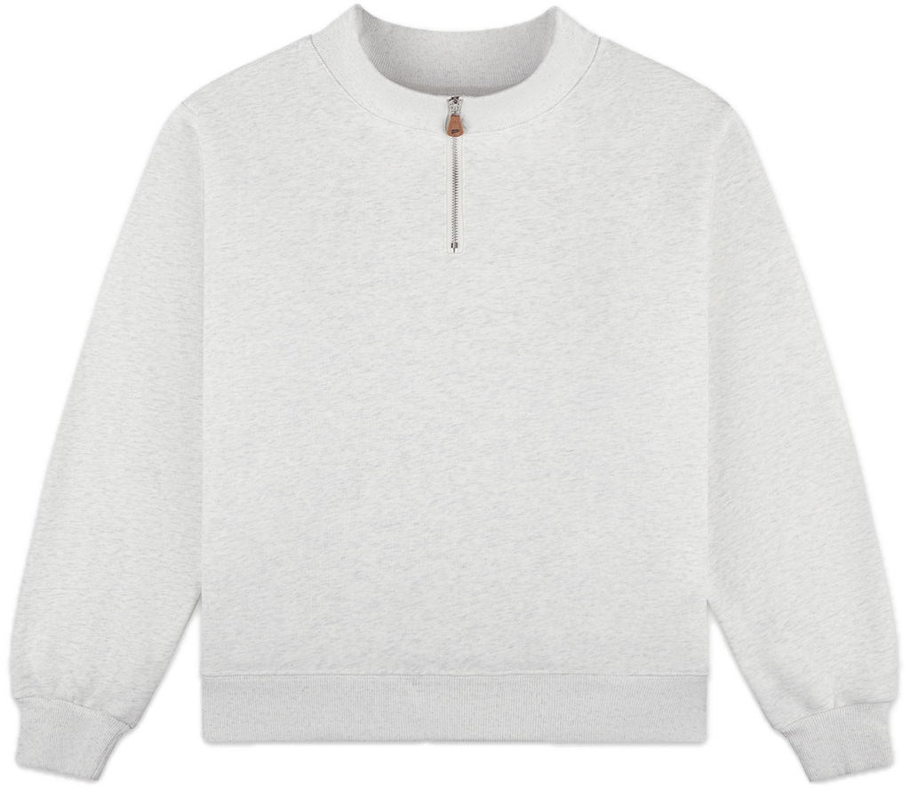 half zip mockneck flat lay -heather grey
