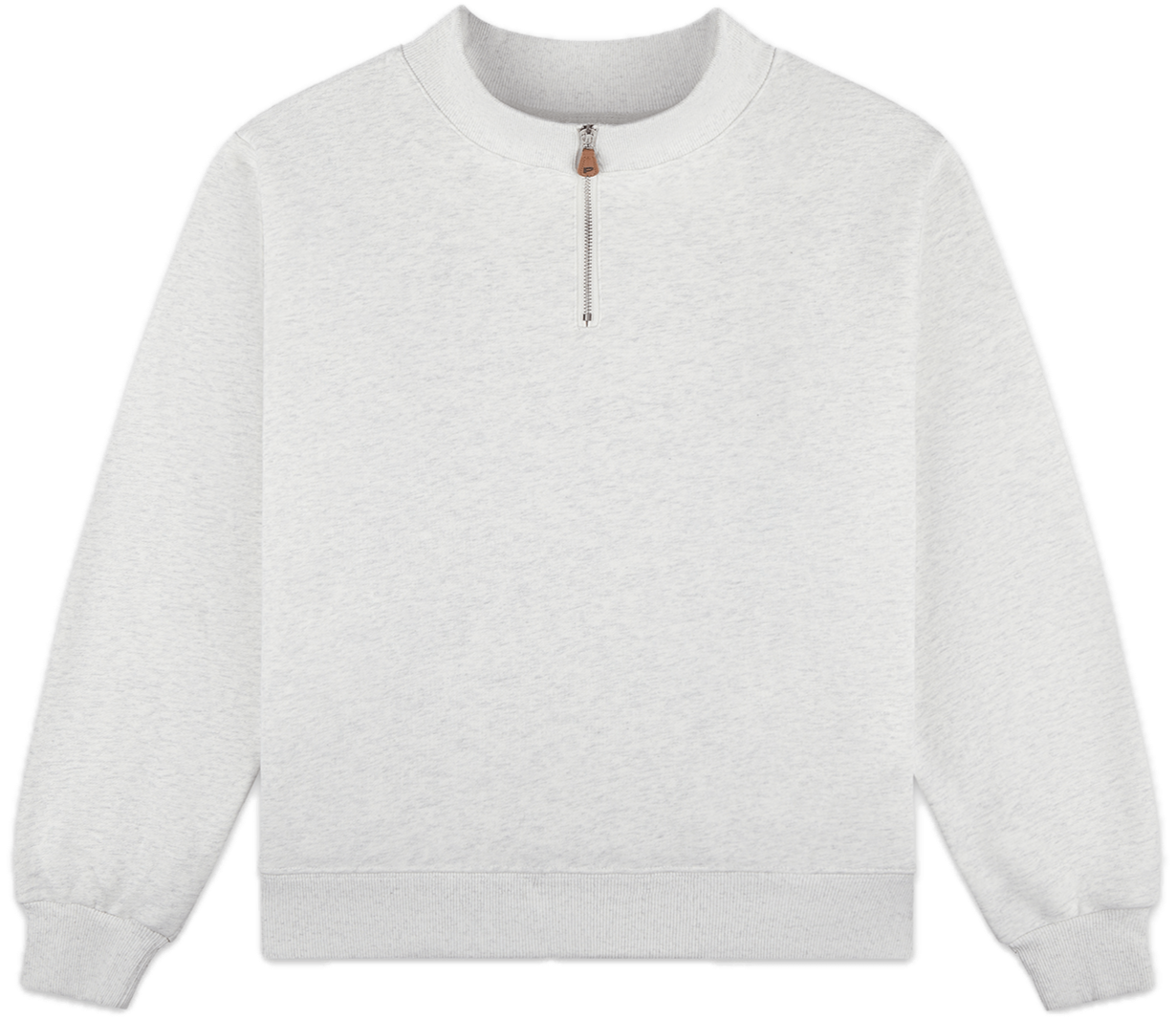 half zip mockneck flat lay -heather grey