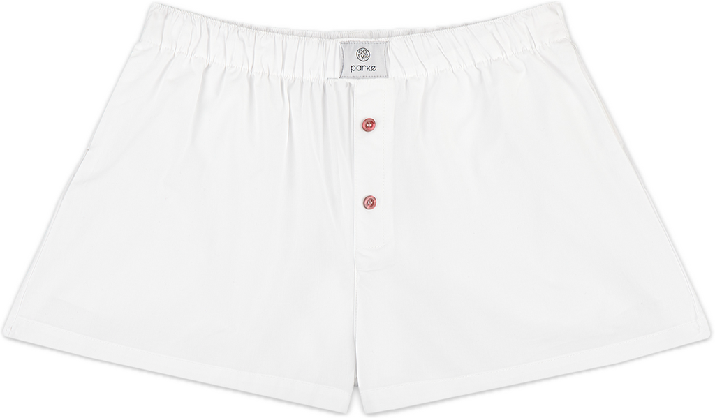 white boxer short flat lay -white