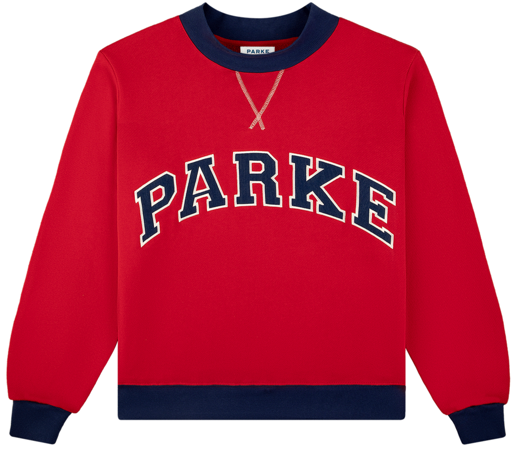 two tone varsity mockneck -firecracker