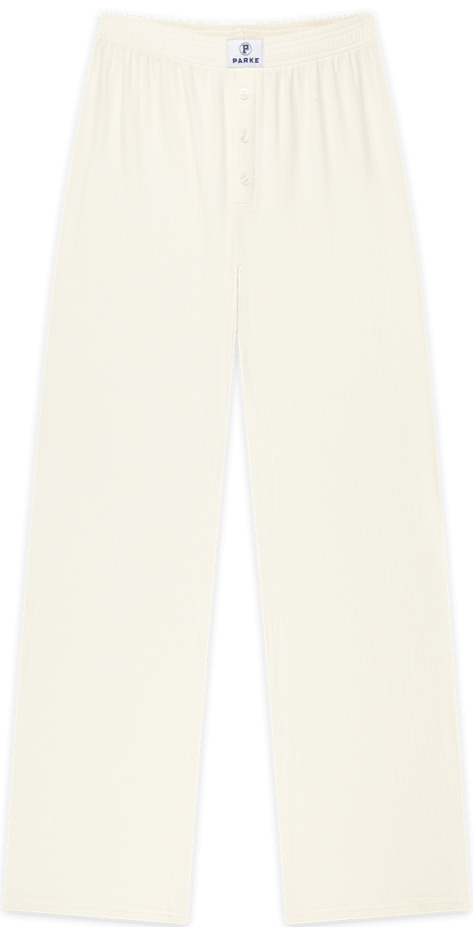 pointelle pant flat lay -cream