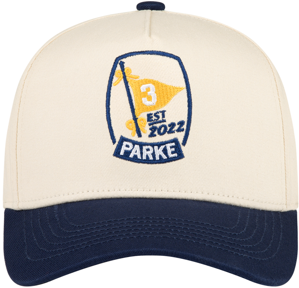 birthday flag hat -cream + navy