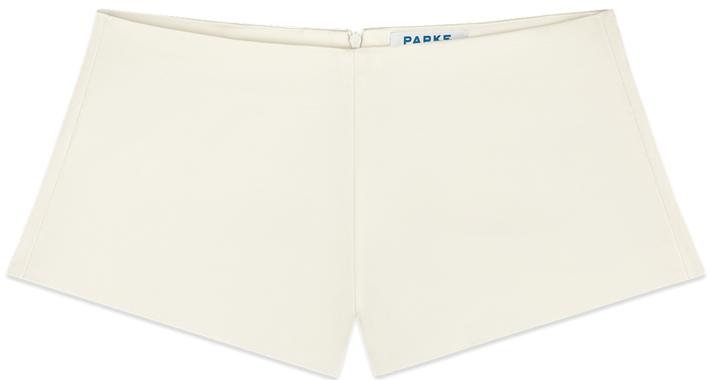 Satin shorts flat lay -cream