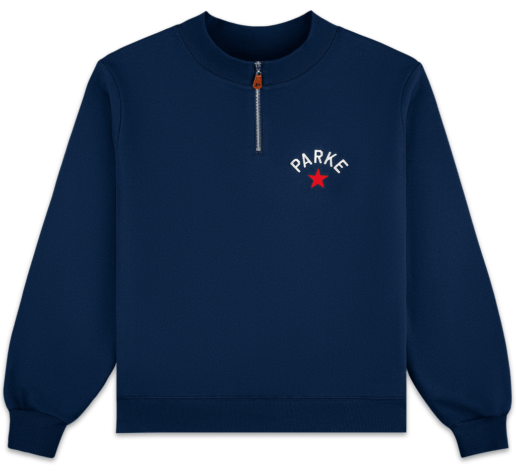 quarter zip mockneck -denim