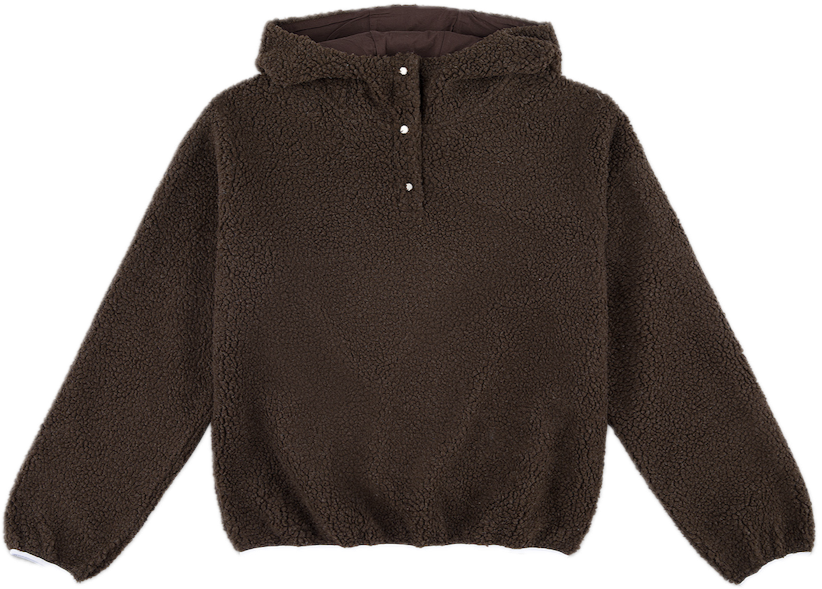 chocolate brown hooded fleece flat lay - chocolate brown