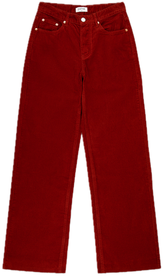 burgundy cord low rise baggy flat lay - burgundy