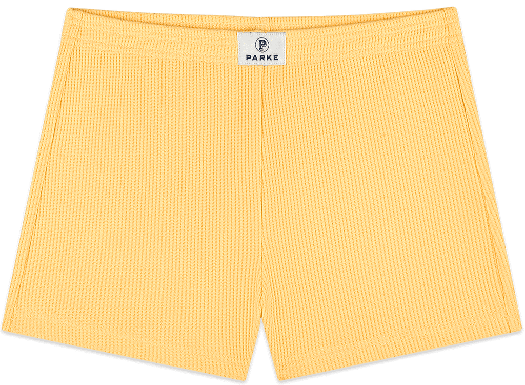 Waffle Mini Short flat lay -lemon