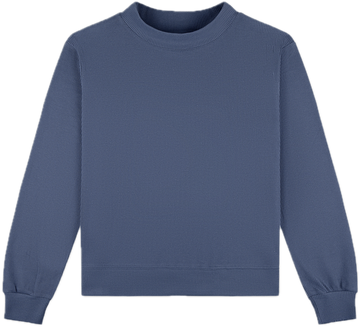 sapphire waffle mockneck flat lay -sapphire