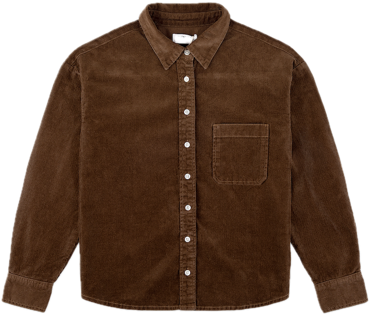 chocolate brown corduroy shirt flat lay - chocolate brown