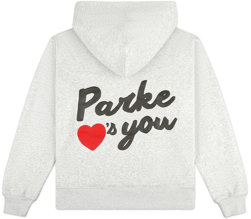 parke loves you hoodie -classic grey